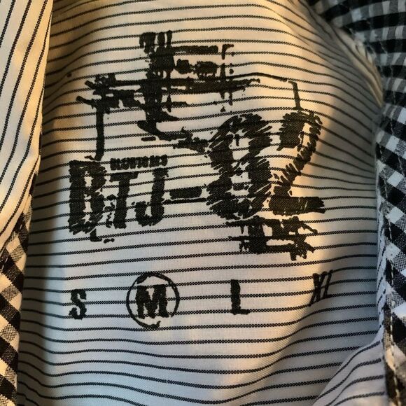 Blue Toms Jeans stripe shirt M - Picture 3 of 3